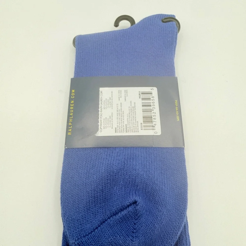 Polo Ralph Lauren Crew Socks Mens 10-13 Blue Pony Logo Classic Ribbed Cotton NEW